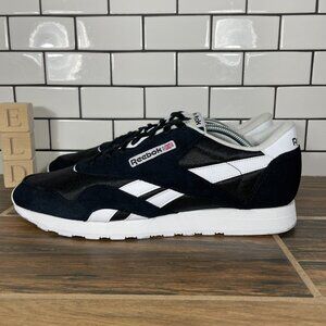 Reebok Classic Nylon Mens Size 12 Shoes Black White Lace Up Casual Sneakers